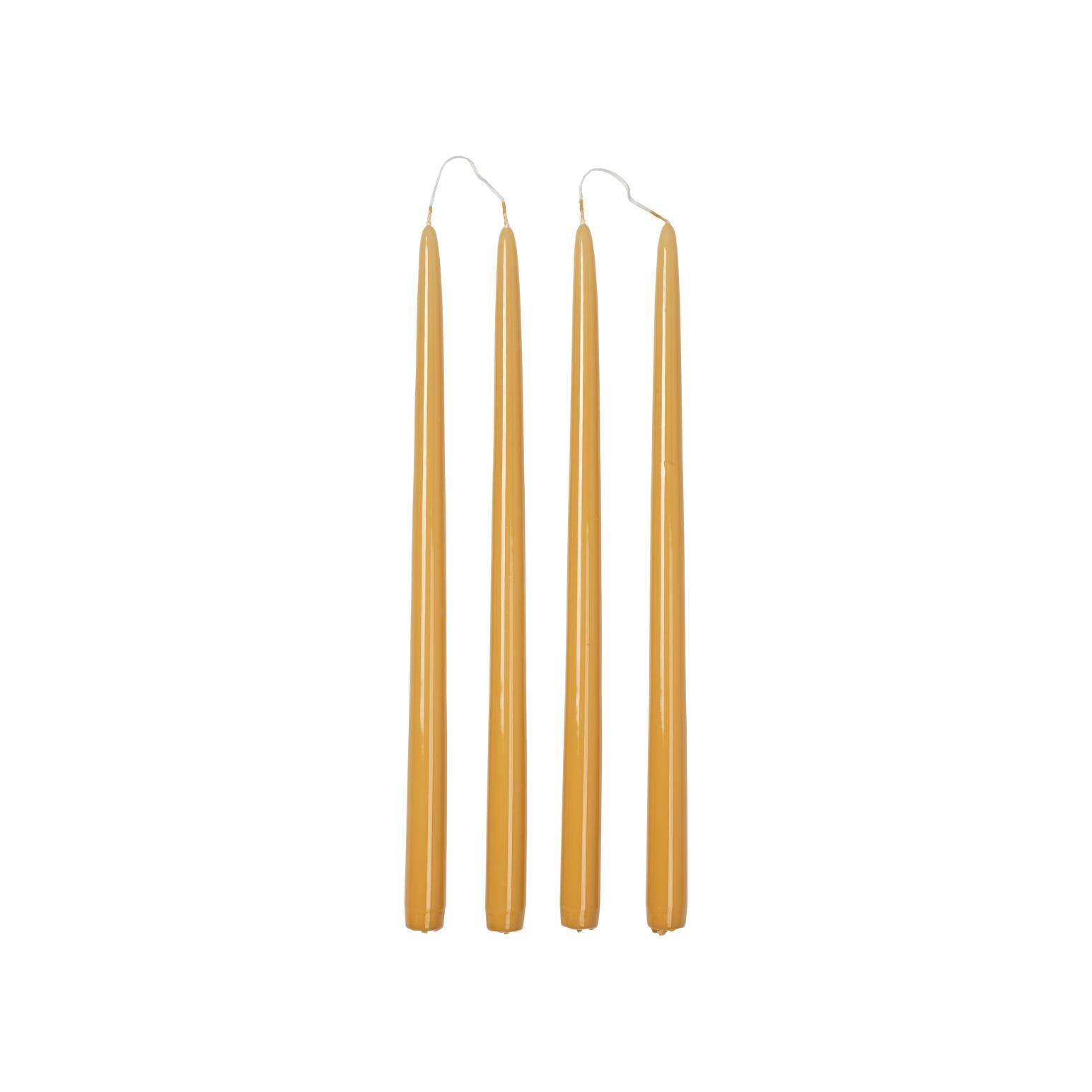 Broste Candle Taper Set Of 4 H380 - Glossy Golden Yellow